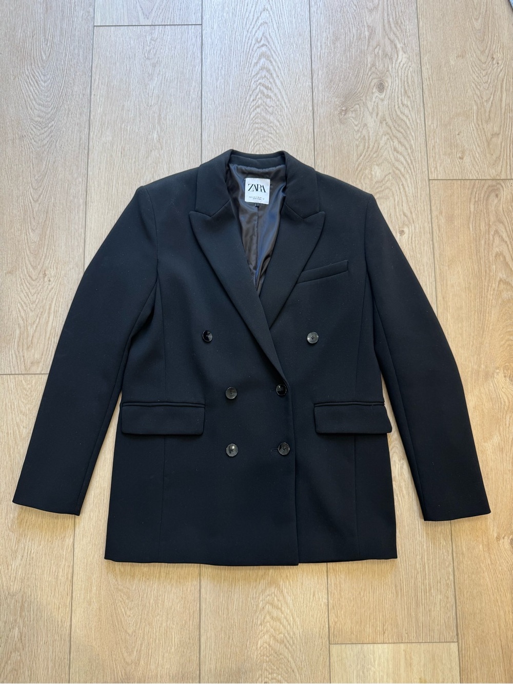 ZARA Oversized Double-Breasted Black Blazer